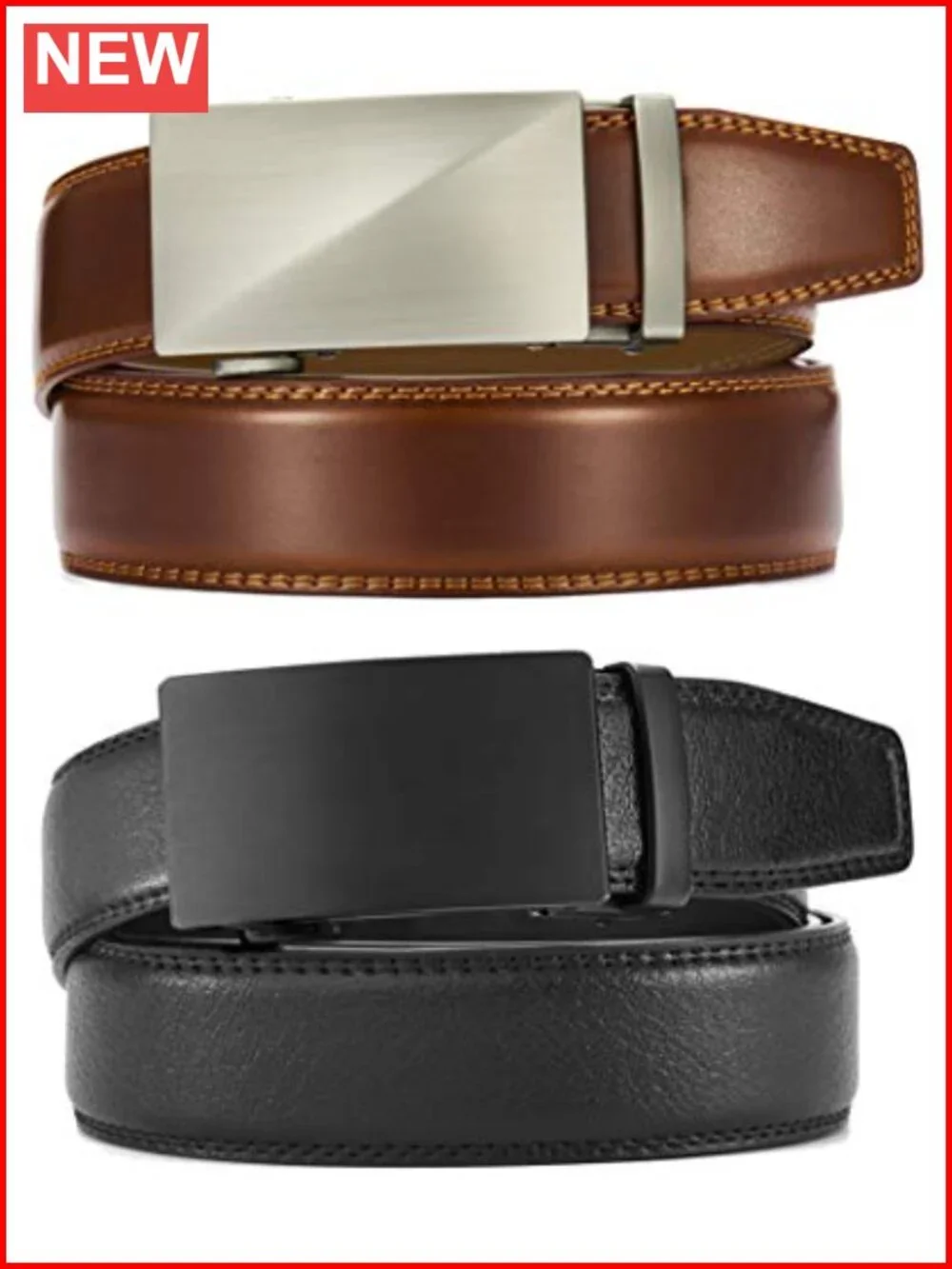 Genuine Leather Ratchet Belt Men 2 Pack Customizable Fit